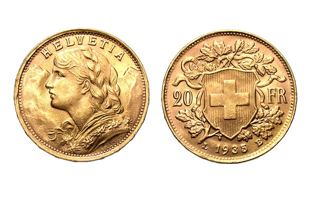 Zlaté investiční mince Vreneli a Helvetia